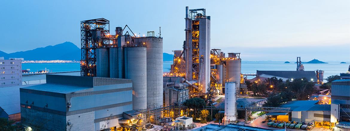 Cement plant by night
