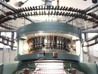 knitting machine in a textile factory