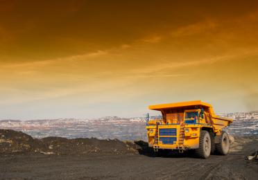 yellow mining truck in mine