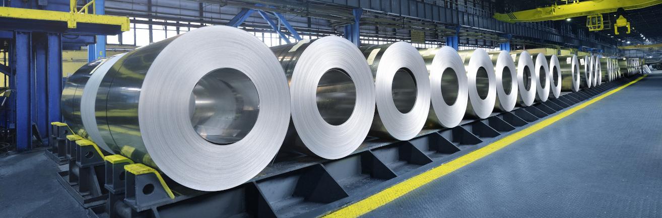 aluminium coils stored in a warehouse